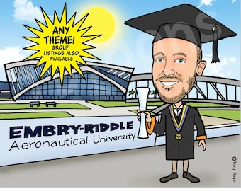 Graduation Caricature Portrait Drawing From Photo, Personalized Graduate Cartoon, Digital Illustration For Student Friend Family Coworker