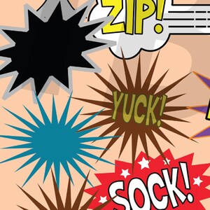 Starbursts Superhero Clipart Comic Book Bursts / Bubbles Photo Booth- 40 Printable Digital Files ...