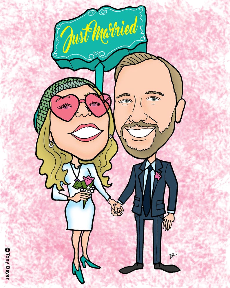 Paar Karikatur Porträt, benutzerdefinierte digitale Cartoon Zeichnung vom Foto, personalisierte Hochzeitstag Kunstwerk, romantische Illustration Bild 14