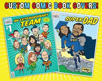 Custom COMIC BOOK Cover Superhero Cartoon Caricature Drawing From Photo Digital Personalized Fantasy Illustration Commission Gift Idea