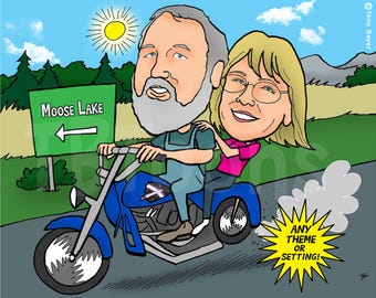 Paar Karikaturporträt, benutzerdefinierte Karikaturzeichnung vom Foto, personalisierte digitale Illustration für Hochzeitsjubiläum besonderer Anlass