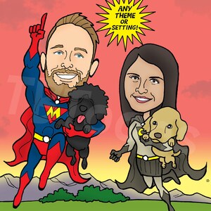 Couple Caricature Portrait | Custom Digital Cartoon Drawing from Photo | Personalized Wedding Anniversary Gift | Romantic Comic Illustration