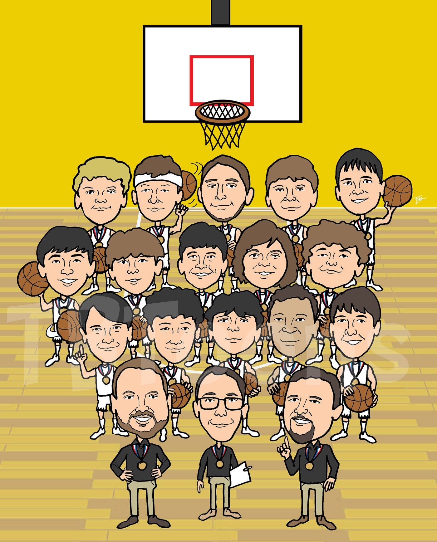 8ppl SPORTS Team CARICATURE Drawing From Photo / Custom 
