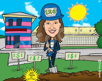 Business Caricature from Photo – Custom Professional Cartoon Portrait, Gift for Boss, Entrepreneur, Coworker for Promotion or Retirement