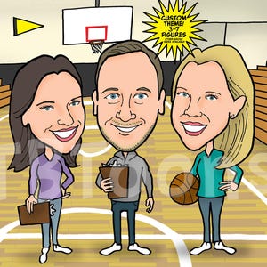 3-7ppl Caricature Portrait Personnalisé Dessin Animé Numérique Illustration Dessin De Groupe Photo Ami Famille Anniversaire Retraite Cadeau
