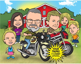 Family Caricature Portrait, Custom Digital Cartoon from Photo, Personalized for Parents, Grandparents, Birthday or Christmas