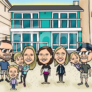 8-16ppl Benutzerdefinierte Karikatur-Porträtzeichnung vom Foto, personalisierte Karikaturillustration für Gruppenbüroangestellt- Ruhestands-Familienfreund Bild 12