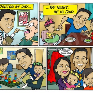 Personalized Comic Strip Drawing - Custom Cartoon Caricature, Story Illustration, Graphic Novel Style - How We Met, Etc. Up to 5 Panels!