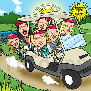 3-7ppl Custom Caricature Portrait Personalized Digital Cartoon Drawing Illustration from Photo Group Friend Family Birthday Christmas Gift