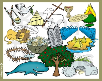 BIBLE CLIPART 15 Old & New Testament Printable Digital Illustrations Christian Sunday School Religious Education Art