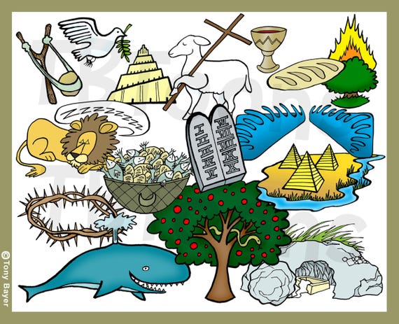 Bible Clipart 15 Old & New Testament Printable Digital Illustrations Christian Sunday School Religious Education Art
