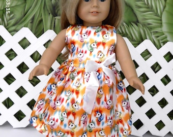 unicorn print  soft  polyester dress. Fits American Girl and most 18" dolls