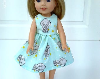 WELLIE WISHER mint cotton Dumbo print dress .