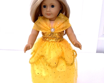 Gown inspired by Belle . Fits American Girl and most 18" dolls