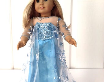 Elsa gown for American Girl or most 18" dolls