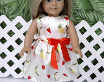 Fruit  print  soft  polyester dress. Fits American Girl and most 18" dolls