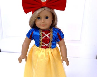 Princess  dress inspired by Snow White, fits most 18" dolls