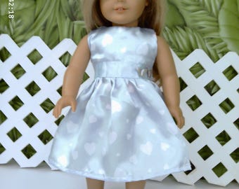 Blue hearts soft  polyester dress. Fits American Girl and most 18" dolls