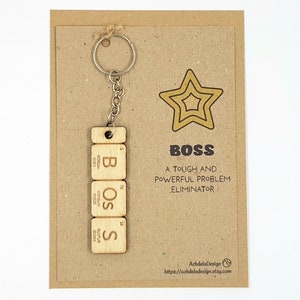 Boss Keyring Gift | Science Quirky Keychain | Periodic Table Chemistry Element Words | Fun Quirky Office Gift | Secret Santa Present