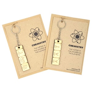Chemistry Element Name Word Keyring Gift | Science Quirky Keychain | Periodic Table Chemistry Element Words | Fun Quirky Personalised Gift