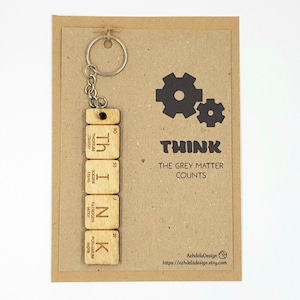 Think Keyring Gift | Science Quirky Keychain Gift | Periodic Table | Chemistry Elements | Fun Quirky Office Gifts | Secret Santa Present