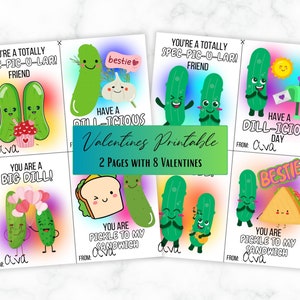 Dill Gurke Valentinstag Karten - 8er Set - Sofort Download - Druckbar - Bearbeitbar - Hohe Auflösung