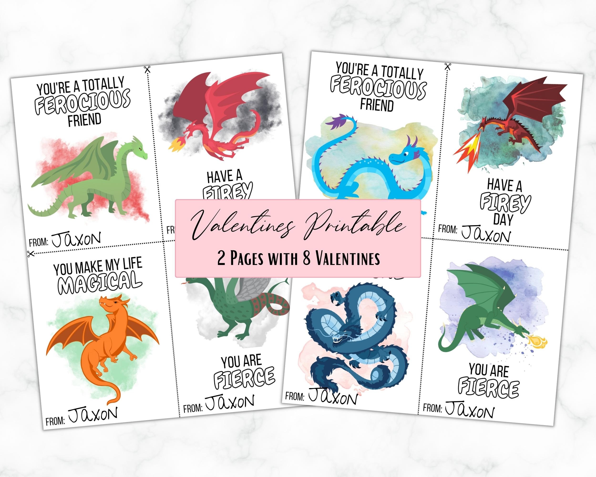 Magical Fire Breathing Dragon Valentine's Day Cards - Set of 8 ...