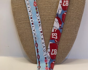 Handcrafted Football Lanyard, Chiefs Inspired, Swiftie Gift