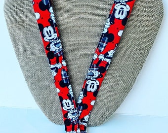 Disney Lanyard Mickey Mouse ID Holder Badge Holder in Classic Colors Red, Black, White and Gray