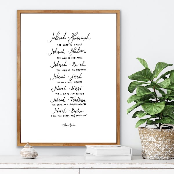 Jehovah Names of God Word Art - Jehovah names of God printable art - Names of God - Jehovah Names of God PRINTABLE, DIGITAL DOWNLOAD