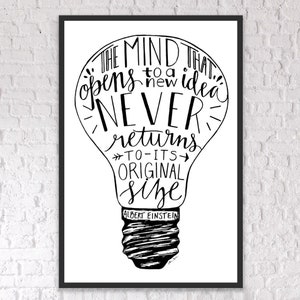 La mente che si apre a una nuova idea Citazione di Albert Einstein - Citazione di Albert Einstein sulla nuova idea Stampa digitale - Citazione di Albert Einstein - DIGITALE