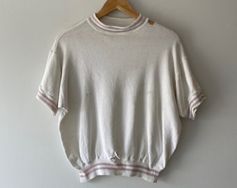 40s/50s white/pink striped crewneck sweatshirt