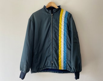 70s blue racing stripe jacket