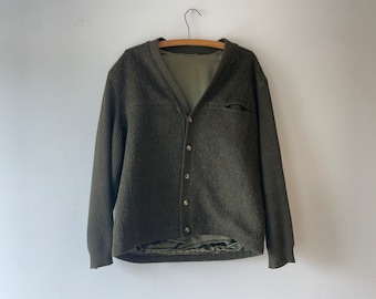 vintage 60s green wool cardigan