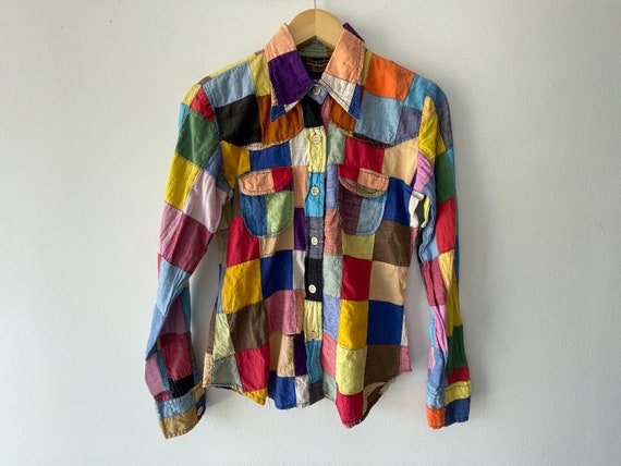 60s/70s patchwork button up - image 1