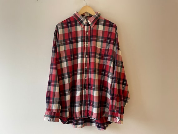 80s ll bean plaid button up - image 1