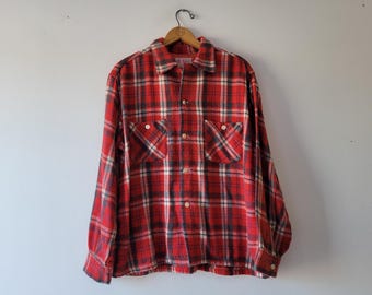 60-70s CHANDLER flannel shirt ネルシャツ Vintage 60s Chandler Blue Black White Plaid Cotton Flannel Shirt