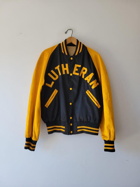 60s Luthern Satin Varsity Jacket - Etsy