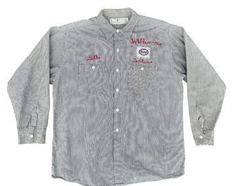 Vintage 1990's Red Hickory Striped Work Shirt From Ben Davis Size