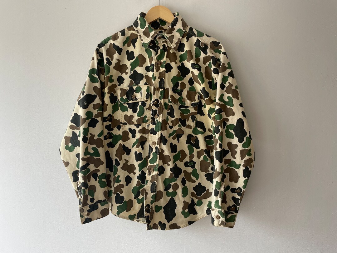 80s Distressed Duck Camo Shirt Etsy
