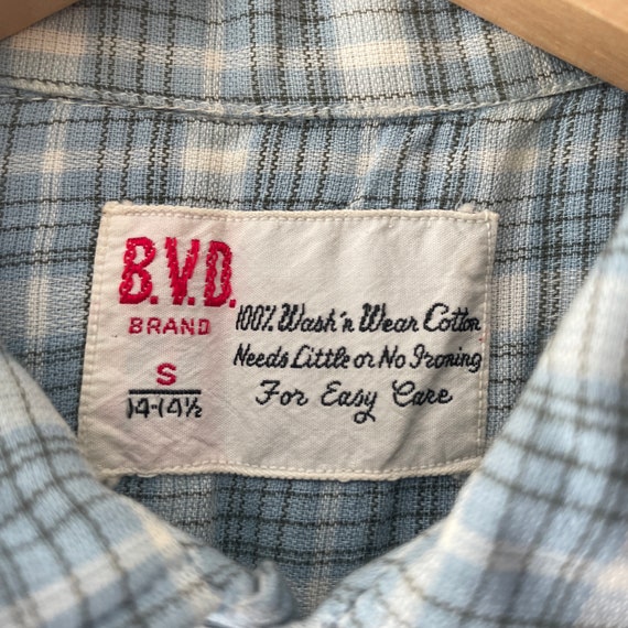 60s B.V.D. vintage loop collar plaid shirt - image 3
