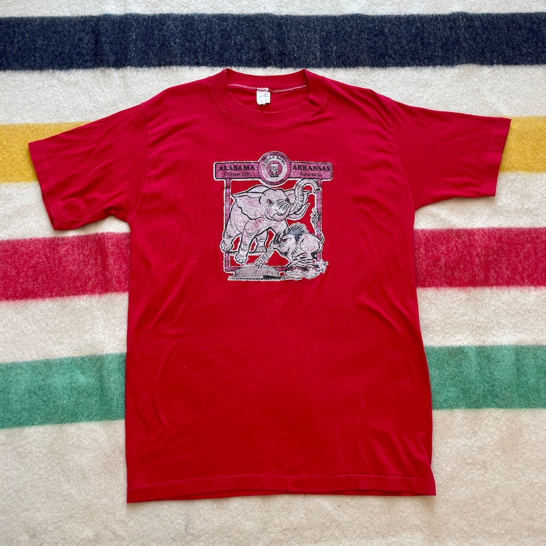 Vintage 1980s Alabama vs Arkansas Sugar Bowl Glitter camiseta Etsy España
