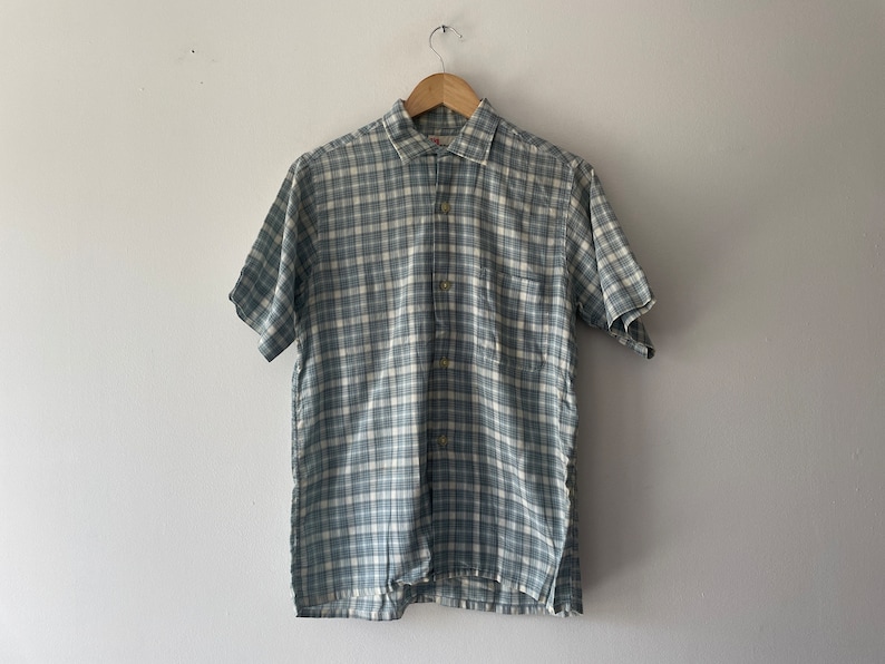 60s B.V.D. vintage loop collar plaid shirt image 1