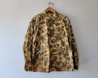 Vintage Saftbak Duck Hunting Camo Shirt Jacket Green Brown XL