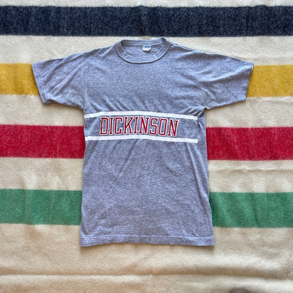 Vintage 1970s Champion Blue Gray Dickinson T-Shirt - image 1