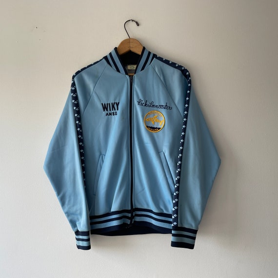 ヴィンテージ 70 年代 ベビーブルー チェーンステッチ ウォームアップ