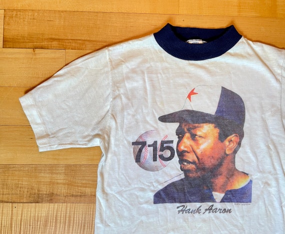 Vintage 70's Hank Aaron Rare Ringer T-Shirt - image 2