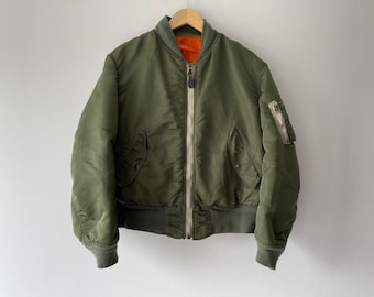 80s green MA1 military bomber jacket