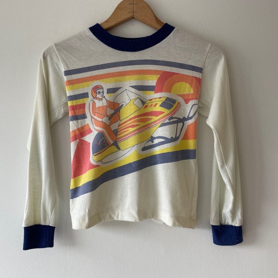 70s snow scooter pajama top shirt - image 2