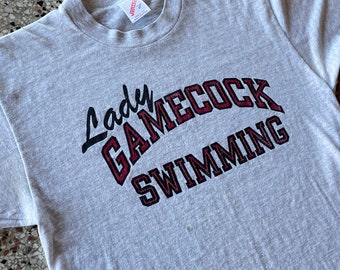 Vintage 80s Lady Gamecock Swimming T-Shirt